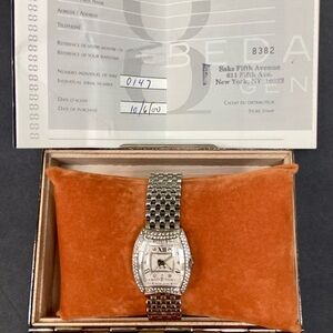 Bedat & Co No.3 Diamond-Accent Silver Bracelet Watch with Tonneau Dial